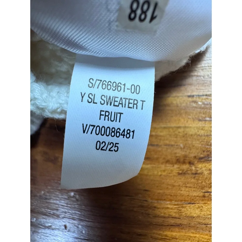 Old Navy Fruit Sweater Tank Kids Girls Large 10 White‎ Sleeveless Knit Top